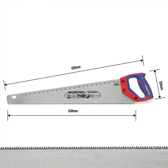 WORKPRO WP215012 550mm SK5 11 TPI Ağır Hizmet Tipi El Testeresi