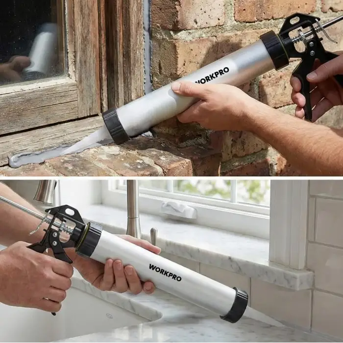 WORKPRO WP224006 590ml 6 Parça Alüminyum Profesyonel Sosis Tipi Silikon Tabancası