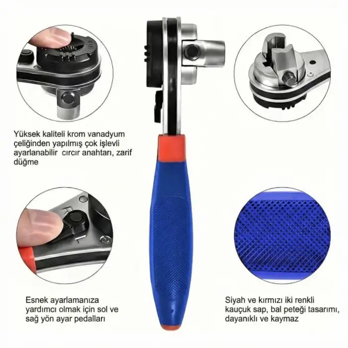 WORKPRO WP272063 7-22mm CR-V Profesyonel Ayarlanabilir 200mm Cırcır Anahtar