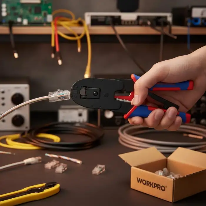 WORKPRO WP292001 RJ45/RJ11/RJ12/RJ22 Profesyonel Konnektör Sıkma Pensesi