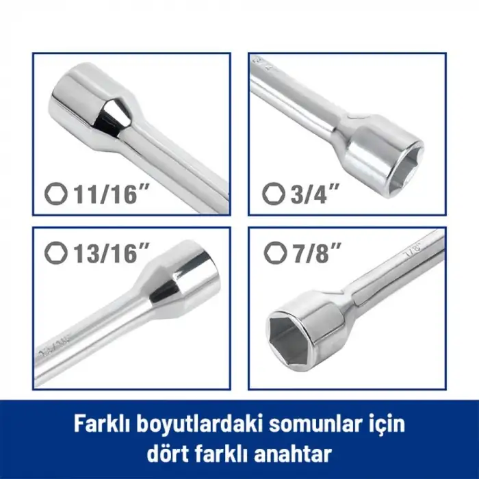 WORKPRO WP314005 17 19 21 23 Cr-V 400mm 4 Kollu Profesyonel Bijon Anahtarı