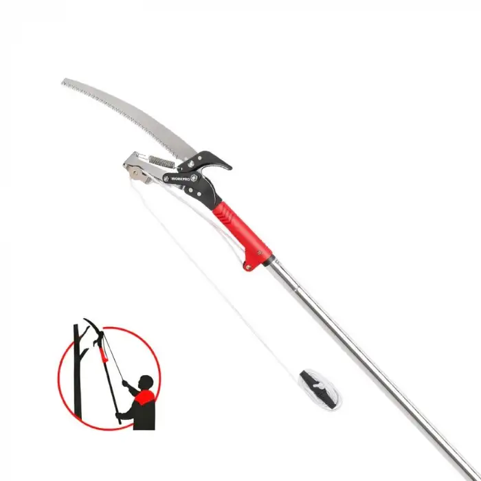 WORKPRO WP333006 270cm 2 IN 1 Teleskobik Saplı Profesyonel Ağaç Budama Testeresi ve 25mm Dal Budama Makası