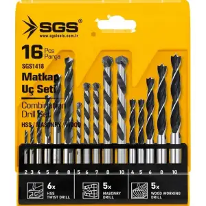 SGS 16 PARÇA AHŞAP/METAL/BETON MATKAP UCU SETİ SGS1418