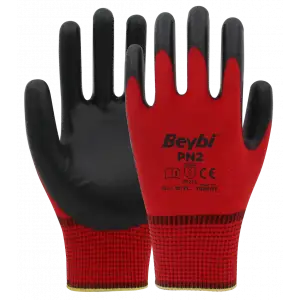 Beybi PN2 Polyester Örme Nitril Eldiven (Ekonomik) 1 PAKET