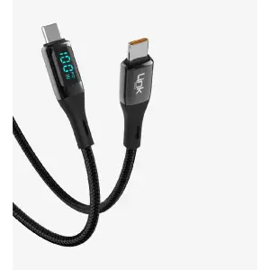 Linktech K680 Dijital Göstergeli PD 100W Çinko Başlı Tip-C Tip-C Şarj Kablosu