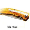 CAT DA980006 Kemer Askı Kancalı Katlanabilir 20CM Paslanmaz Çelik Sarı Kamp Çakısı