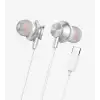 Linktech H341 Mikrofonlu Kulak İçi Tip-C Kablolu Kulaklık Beyaz