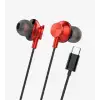Linktech H341 Mikrofonlu Kulak İçi Tip-C Kablolu Kulaklık Kırmızı
