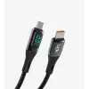 Linktech K680 Dijital Göstergeli PD 100W Çinko Başlı Tip-C Tip-C Şarj Kablosu