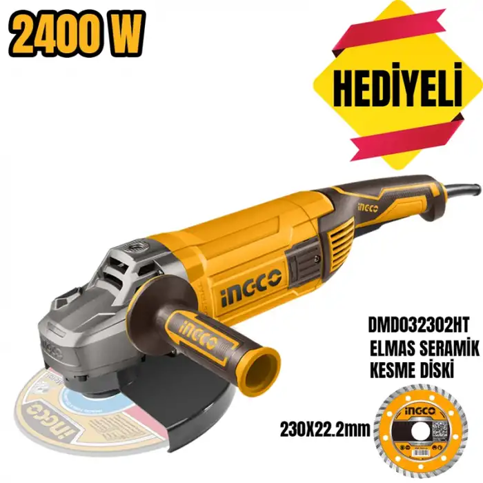 Avuç Taşlama 230 MM 2400 Watt (1 ADET ING-DMD032302HT HEDİYELİ)
