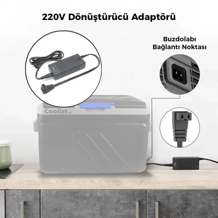 Coolist CLTACDC Kompresörlü Araç Buzdolapları İçin 220Volt/12Volt 6,0Ah Dönüştürücü Adaptör