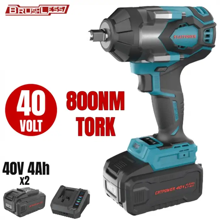 KÖMÜRSÜZ AKÜLÜ SOMUN SIKMA 1/2  Lİ-İON 40V +( 4.0 ah AKÜ 2 ADET)+(Hızlı Şarj Cihazı)