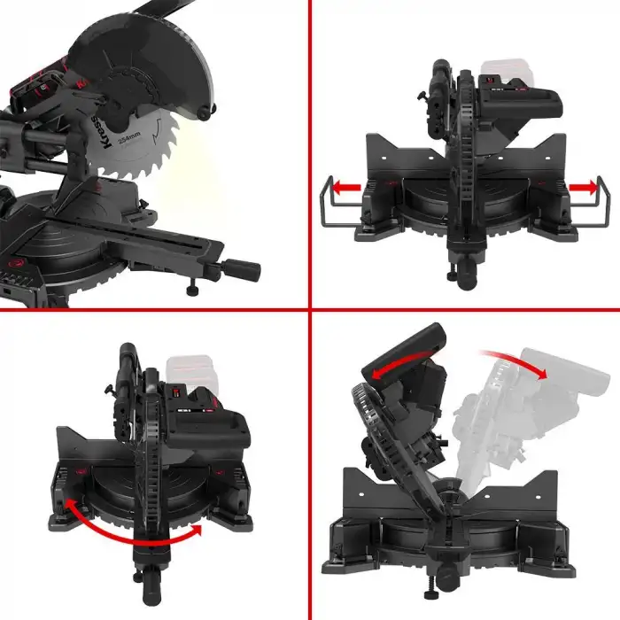 Kress KH483.9 40Volt 1400W 254MM Kömürsüz Kızaklı Bluetooth Bağlantılı Profesyonel Gönye Kesme (Akü Dahil Değildir)