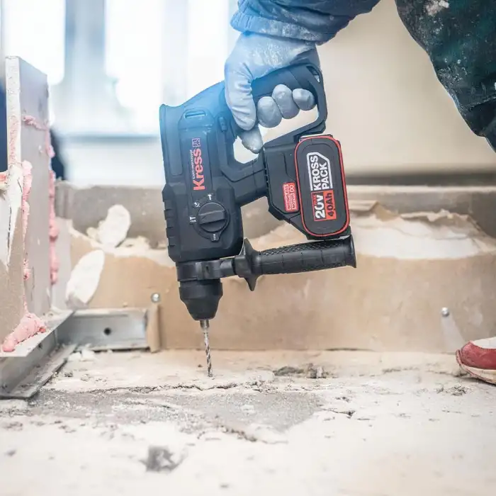 Kress KU390.4 20Volt 4.0Ah. 2.0J Li-ion Çift Akülü Şarjlı Kömürsüz Profesyonel SDS-Plus Pnömatik Kırıcı/Delici