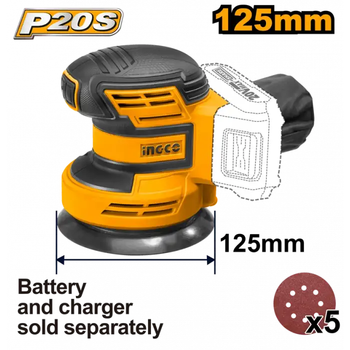 Li-ion Akülü Eksantrik Zımpara 20V 2.0Ah