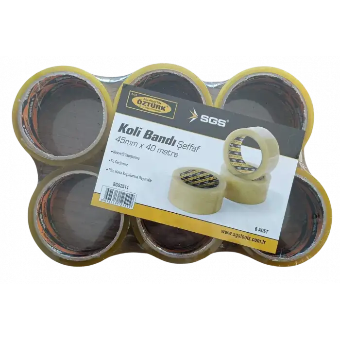 SGS KOLİ BANDI ŞEFFAF 45MM*40MT AKRİLİK 6 ADET