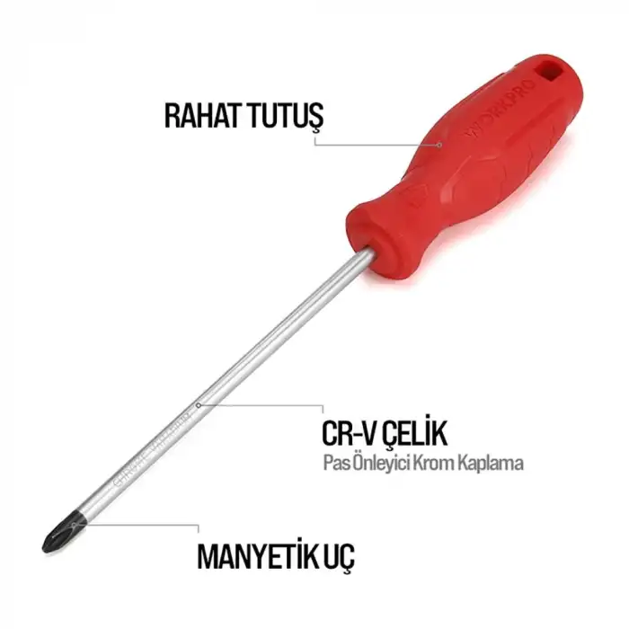 WORKPRO WP200501 6 Parça CR-V Manyetik Profesyonel Tornavida Seti