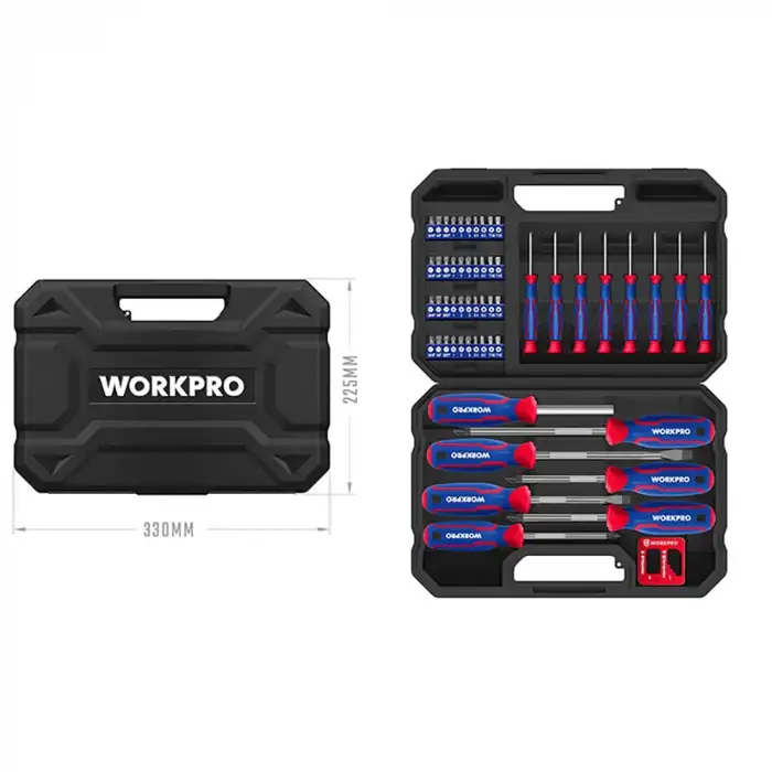 WORKPRO WP200518 56 Parça CR-V Manyetik Profesyonel Tornavida & Bits Uç Seti