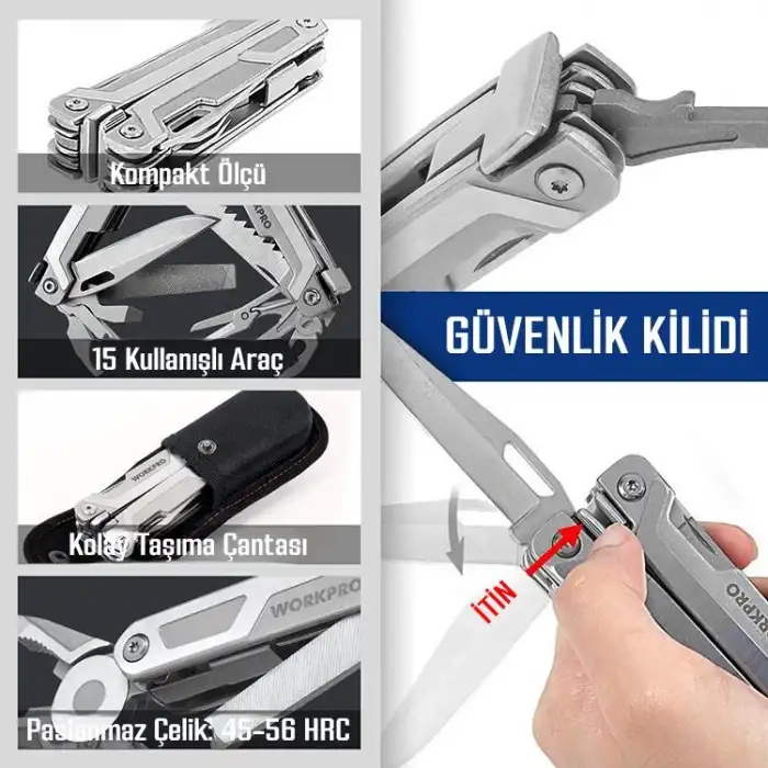 WORKPRO WP382008 16 IN 1 Çok Fonksiyonlu Profesyonel Pense Seti + Taşıma Kılıfı
