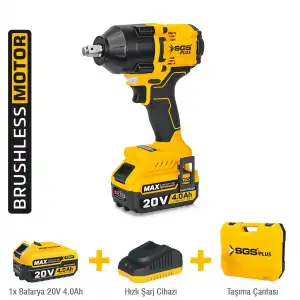 SGS DARBELİ SOMUN SIKMA SETİ 650 Nm Tork 1/2” 1*4.0 Ah (KÖMÜRSÜZ MOTOR)