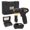 CAT DX1160 12Volt/2.0Ah Li-ion Çift Akülü Kömürsüz Profesyonel Şarjlı Darbeli Matkap + DA01901 32 Parça Aksesuar Seti