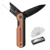 WORKPRO WP211015 2-IN-1 Ahşap Saplı Profesyonel Cep Çakısı & Katlanır Rötuş Maket Bıçağı + 11 Adet Yedek Bıçak