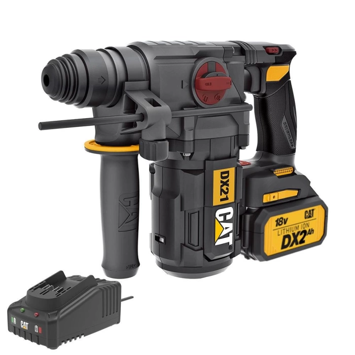 CAT DX21BC 18Volt 2.0Ah 2.2J Li-ion Tek Akülü Şarjlı Kömürsüz Profesyonel SDS-Plus Pnömatik Kırıcı/Delici