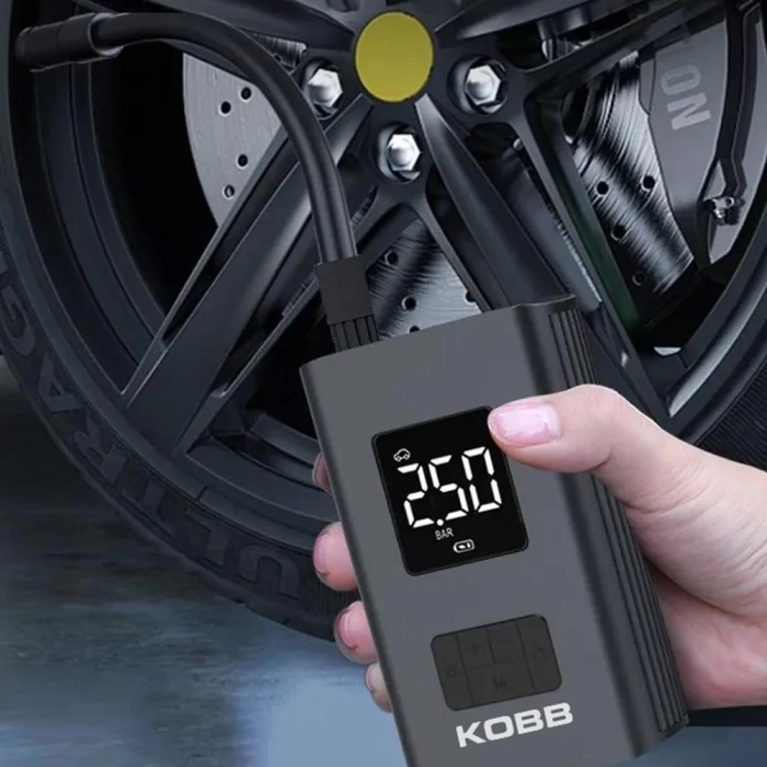 KOBB KB425 12V/Şarjlı Li-ion 150 PSI Dijital Göstergeli Akıllı Lastik Şişirme Pompası+ Powerbank + SOS + Led