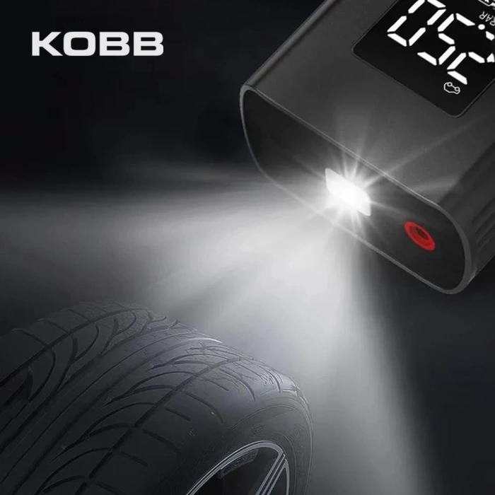 KOBB KB425 12V/Şarjlı Li-ion 150 PSI Dijital Göstergeli Akıllı Lastik Şişirme Pompası+ Powerbank + SOS + Led