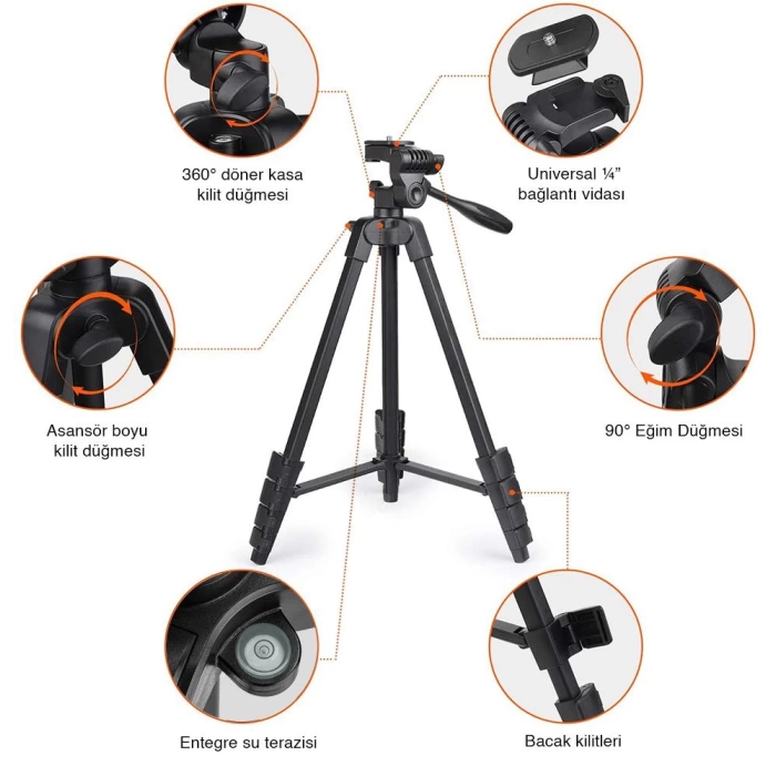 KOBB KBL16T 160CM Su Terazili Profesyonel Alüminyum Lazer Tripod