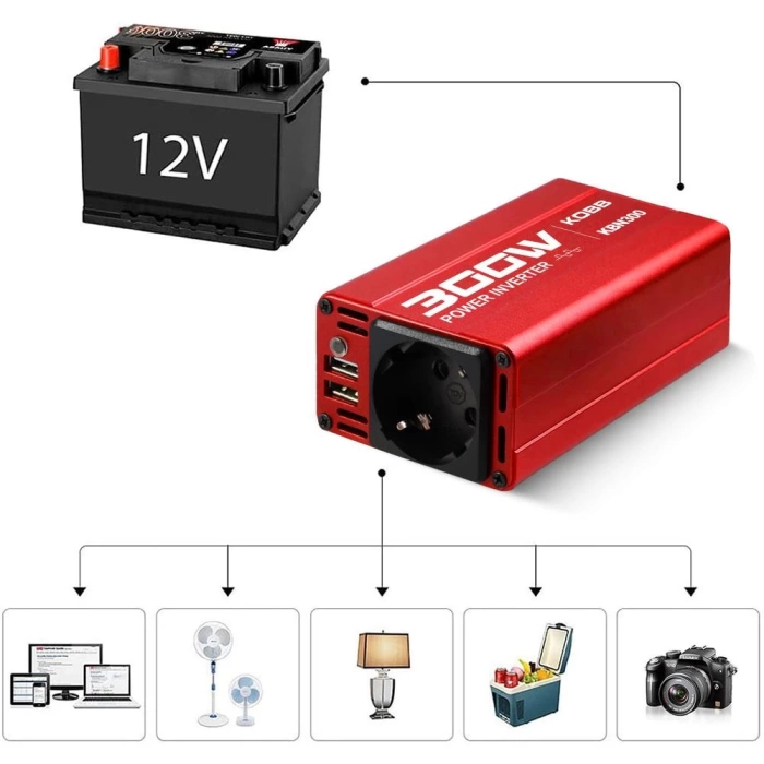 KOBB KBN300 12V/220V 300Watt Modifiye Sinüs Dönüştürücü İnvertör