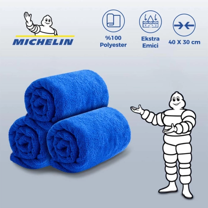 Michelin MC42101 40X30cm Süper Emici Mikrofiber Havlu, 3 Adet