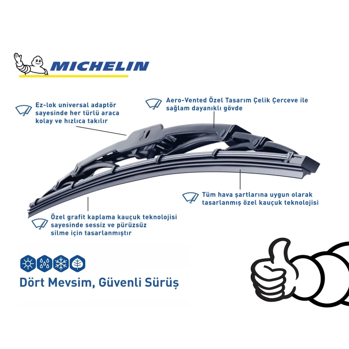 Michelin Rainforce™ MC13919 47,5CM 1 Adet Universal Telli Silecek