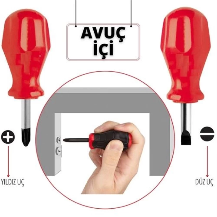 ModaCar High-Torque Avuçiçi DÜZ-YILDIZ Uçlu Tornavida Seti