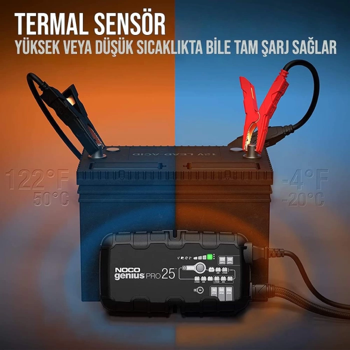 NOCO GENIUSPRO25 6V/12V/24V 1000A Akıllı Akü Şarj ve Akü Bakım/Desülfatör/Power Supply