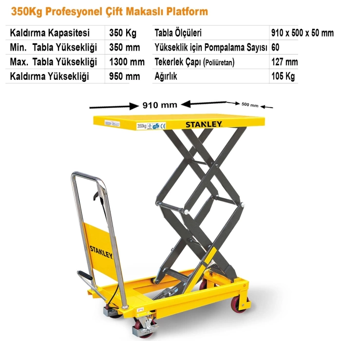 Stanley XX350 350Kg Profesyonel Çift Makaslı Platform