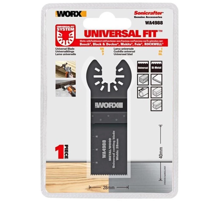 WORX WA4988 Çok Amaçlı Raspalama Makinası İçin 28x40mm Metal, Ahşap, Fiberglas, PVC Universal Kesme Bıçağı