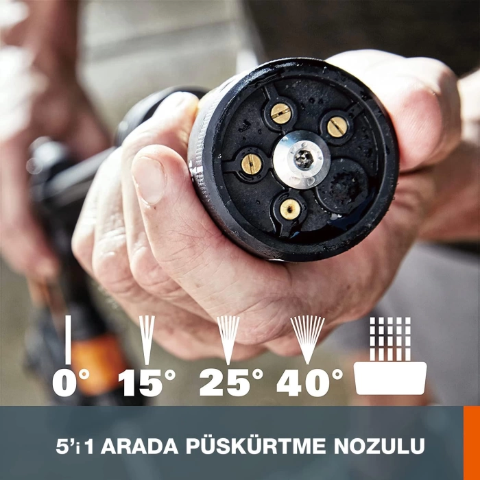 WORX WG630E 20Volt 4.0Ah. Li-ion 25Bar Kömürsüz Basınçlı Yıkama Tabancası + 2 Parça Yıkama Seti