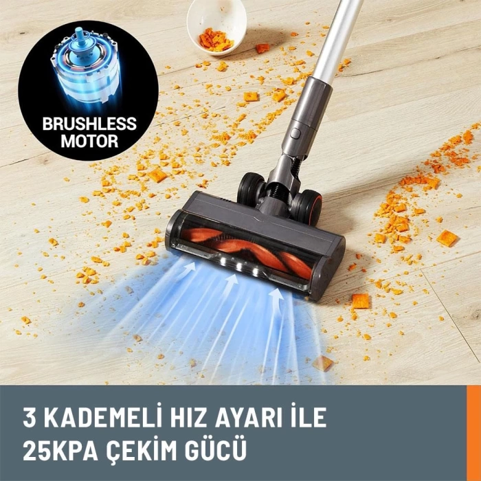 WORX WX038 20Volt 2.0Ah. Li-ion 105Watt Çift Akülü Kömürsüz Siklonik Sistem Şarjlı Dikey Süpürge