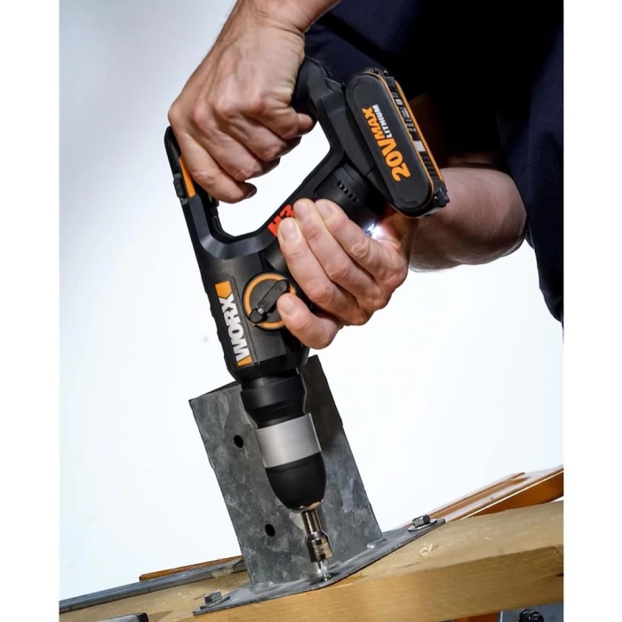 WORX WX390.1 20Volt 2.0Ah. Li-ion 1.2J Profesyonel SDS-Plus Pnömatik Çift Akülü Şarjlı Matkap + 8 Adet Uç + Mandren