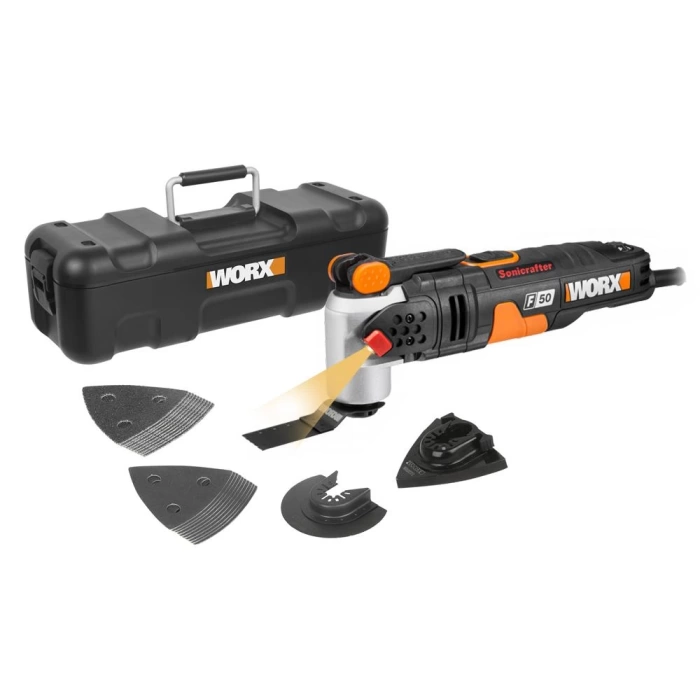 WORX WX681 450Watt Profesyonel Çok Amaçlı Devir Ayarlı Kesme Raspalama ve Zımpara + 39 Adet Aksesuar