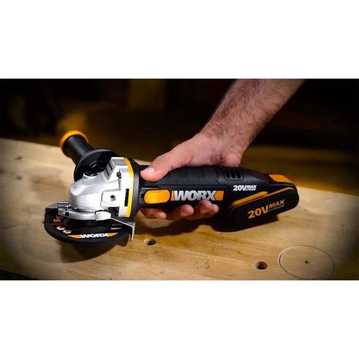 WORX WX800 20Volt 2.0 Ah. Li-ion Çift Akülü 115mm Profesyonel Şarjlı Avuç Taşlama