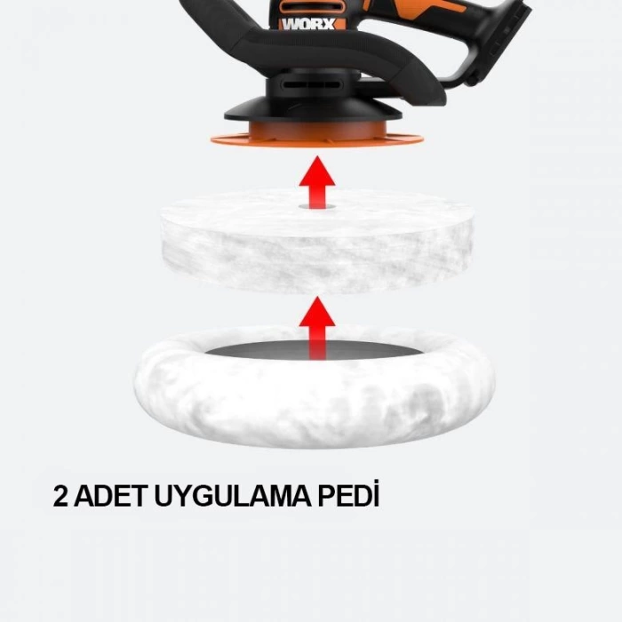 WORX WX856 20Volt 2.0Ah. Li-ion 254MM Şarjlı Orbital Polisaj Makinesi