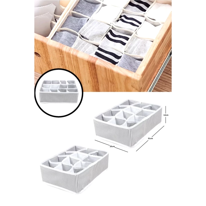 12 Bölmeli Pratik Bölmeli Çekmece Düzenleyici Organizer(iç Çamaşırı Kravat Çorap Düzenleyici)
