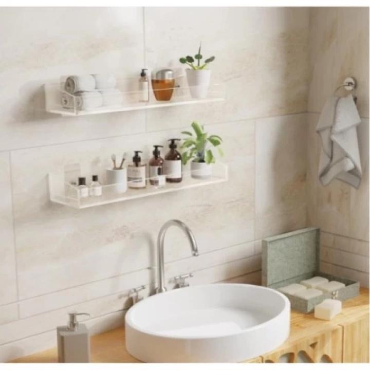 2li Şık ve Minimalist Tasarımlı Şeffaf Duvar Rafı