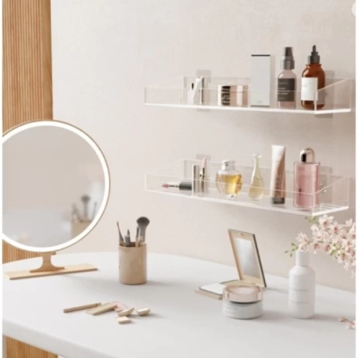 2li Şık ve Minimalist Tasarımlı Şeffaf Duvar Rafı