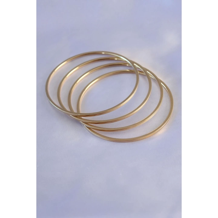 316L Çelik Gold Renk 4lü Ajda Model 65 mm Çap Kadın Bilezik - TJ-BB5392