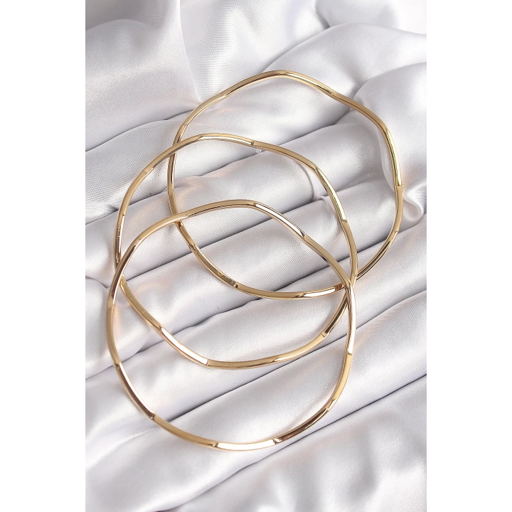 316L Çelik Gold Renk 65 mm Zikzak Model Ajda Bilezik