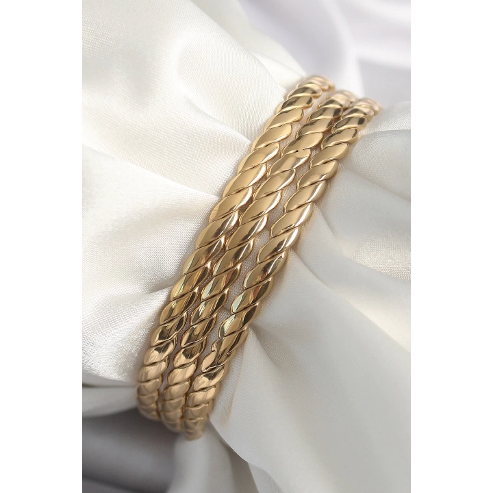 316L Çelik Gold Renk Burma Ajda Model Kadın Bileklik - TJ-BB6483