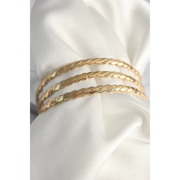 316L Çelik Gold Renk Burma Ajda Model Kadın Bileklik - TJ-BB6484